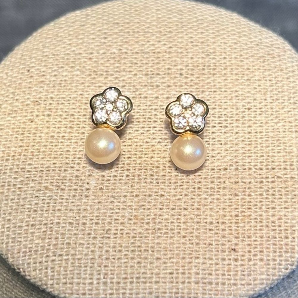 Faux Pearl & Rhinestone Earrings